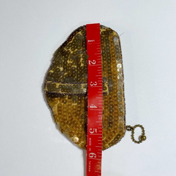 Gorgeous Vintage 1930s Gold Sequin Beaded Zip Clutch w/ Square Mirror Rare Glam - Picture 8 of 9